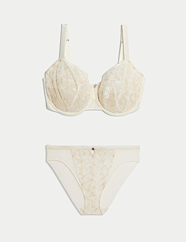 Trousseau Embroidery Wired Balcony Bra Set F+ - JE