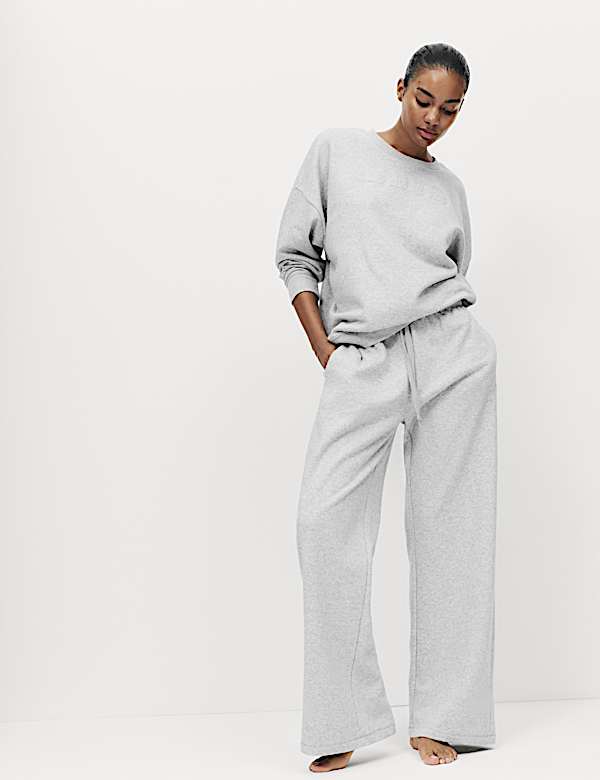 Cotton Rich Brushback Lounge Sweatshirt Set - AT