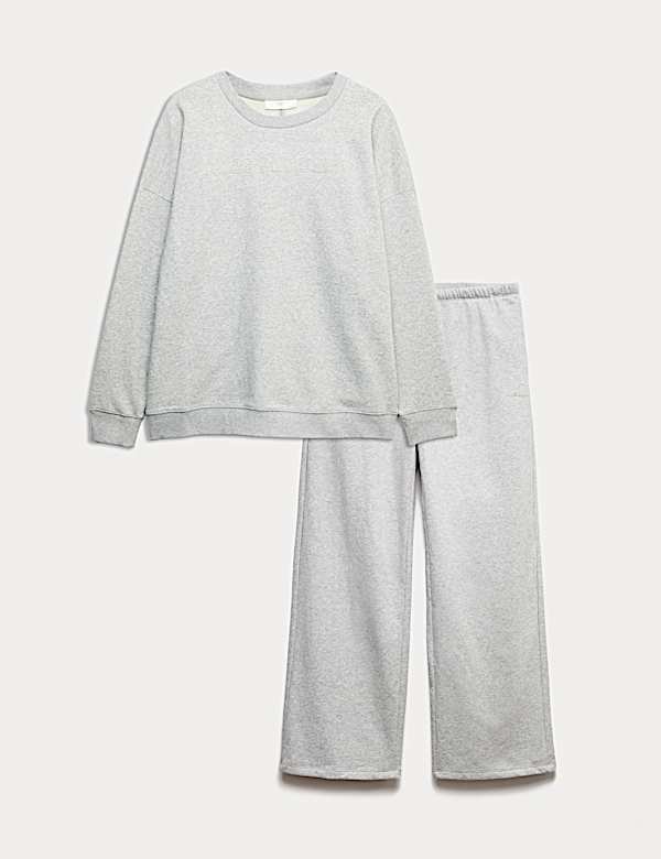 Cotton Rich Brushback Lounge Sweatshirt Set - AT