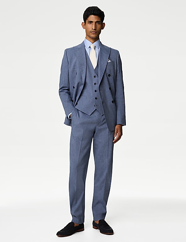 Tailored Fit Italian Linen Miracle Double Breasted Suit M S CA