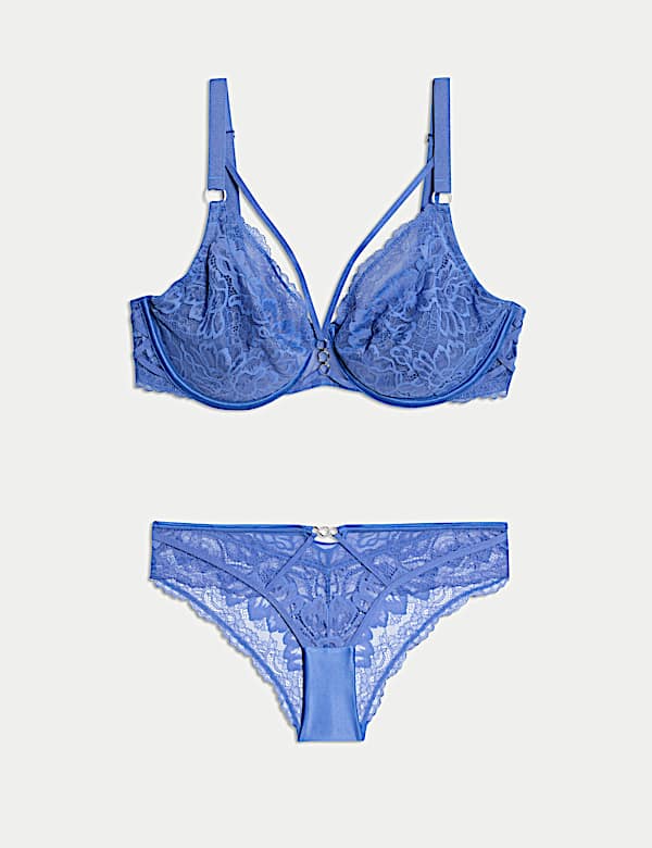 Lindy Lace Wired Plunge Bra Set F-H - CA