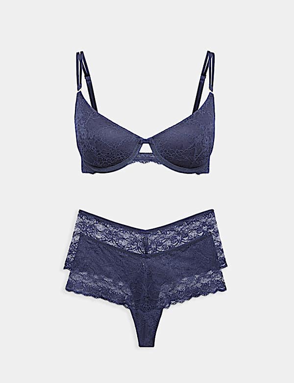 Ida Lace Wired Demi Cup Bra Set A-E - ID