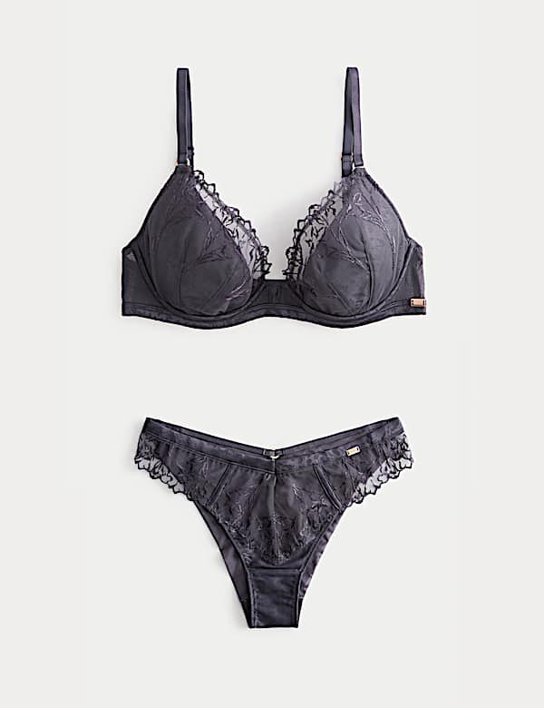 סט חזיית Lisianthus עם מחשוף עמוק, רקמה וברזלים במידות A-E - IL