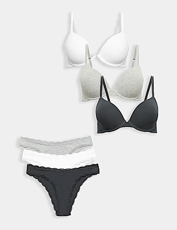 3pk Wired Plunge T-Shirt Bras Set A-E - FR