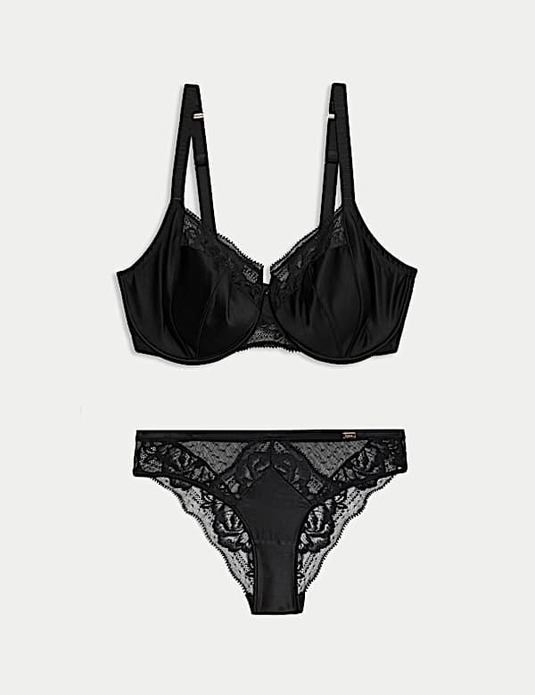 Silk & Lace Wired Balcony Bra Set F-H - AU