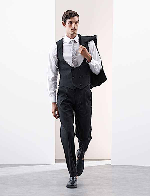 Tailored Fit Italian Performance Linen Blend Double Breasted Suit - MX