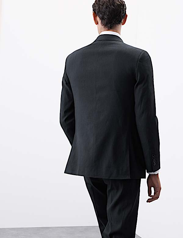 Tailored Fit Italian Performance Linen Blend Double Breasted Suit - MX