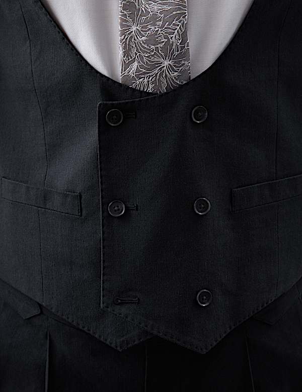 Tailored Fit Italian Performance Linen Blend Double Breasted Suit - MX