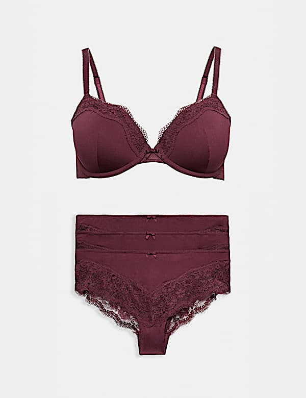 Jasmine Lace Wired Demi Cup Bra Set A-E - LT