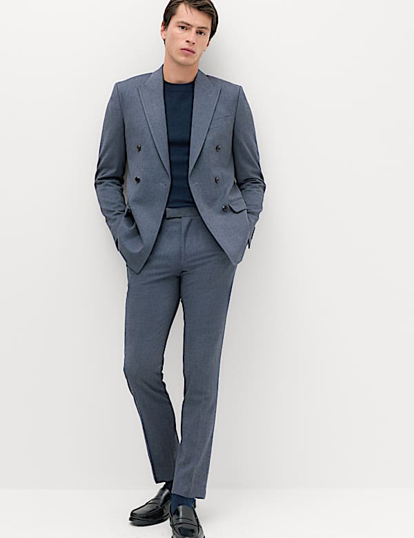 2 Piece Slim Fit Twill Double Breasted Suit - FR