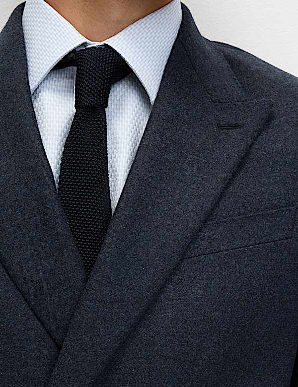 Tailored Fit Wool Rich Tweed Double Breasted Suit  - JE