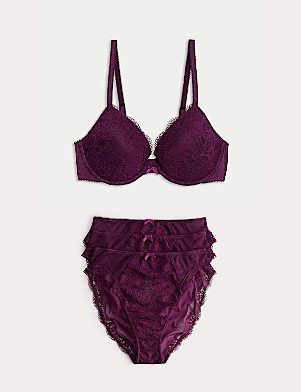 Jasmine Lace Wired Plunge Bra Set A-E - AU