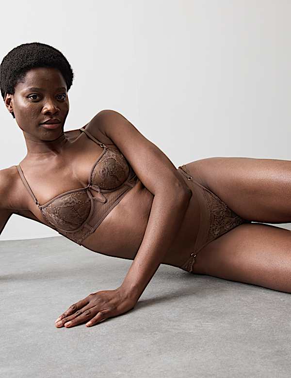 Savannah Lace Wired Longline Balcony Bra Set A-E