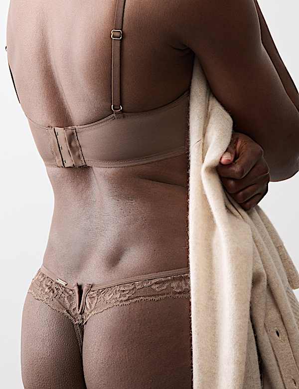 Savannah Lace Wired Longline Balcony Bra Set A-E - BE