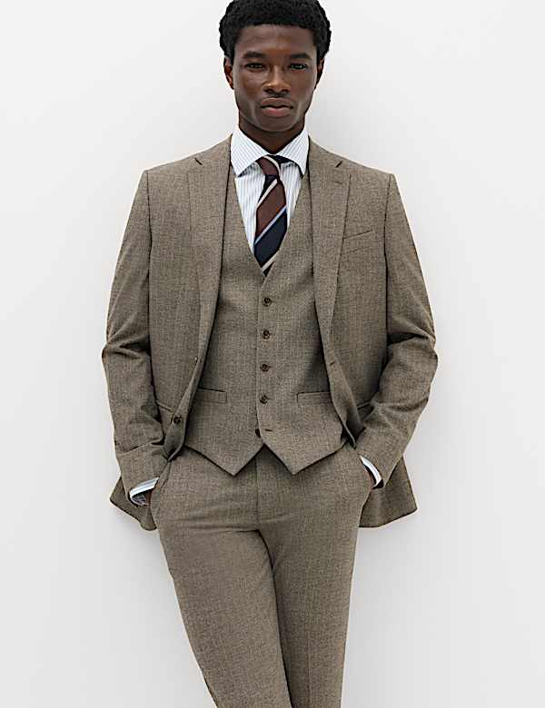 3 Piece Slim Fit Striped Stretch Suit