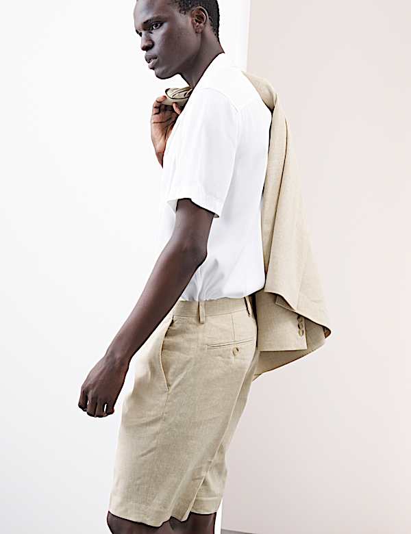 Tailored Fit Italian Performance Linen Blend Double Breasted Suit  - MX