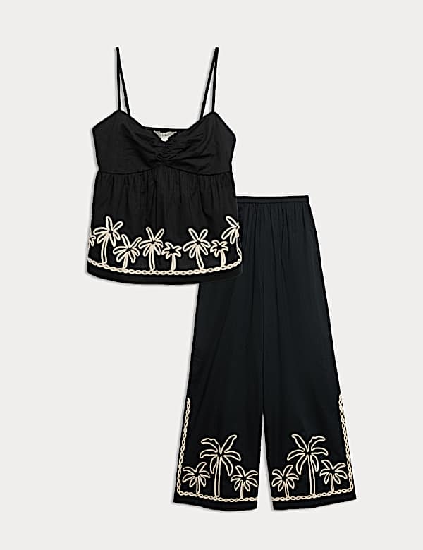 Pure Cotton Embroidered Cami Beach Set - SI