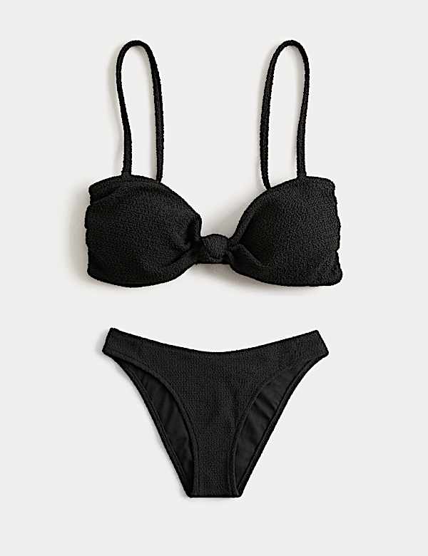 Ensemble maillot de bain bandeau texturé avec nœud sur le devant - FR