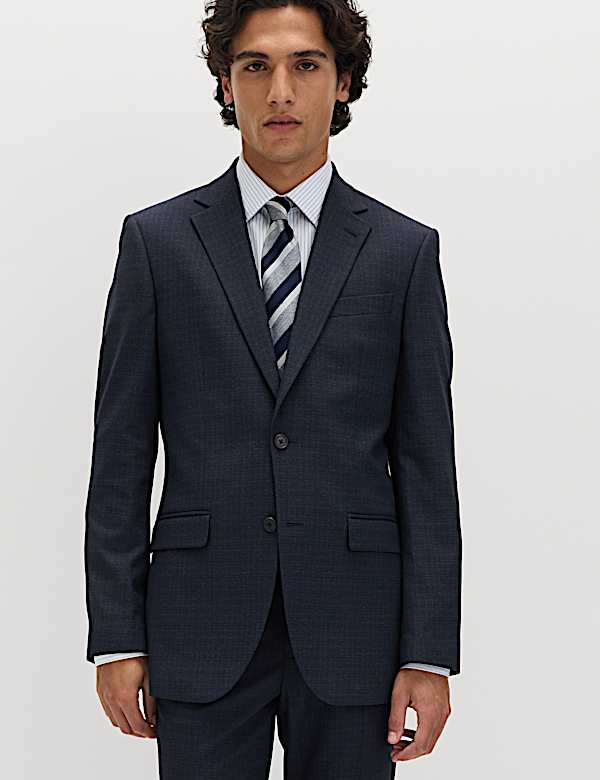3 Piece Regular Fit Textured Stretch Suit - CH