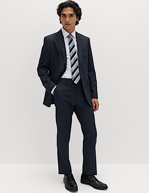 3 Piece Regular Fit Textured Stretch Suit - CH