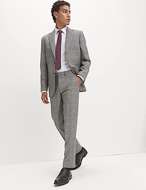 Regular Fit Pure Wool Check Suit - NL