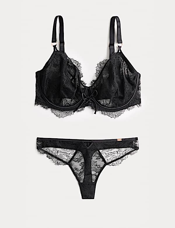 Soutien-gorge plongeant en dentelle Forget Me Not &agrave; armatures, bonnets F &agrave; H - LU