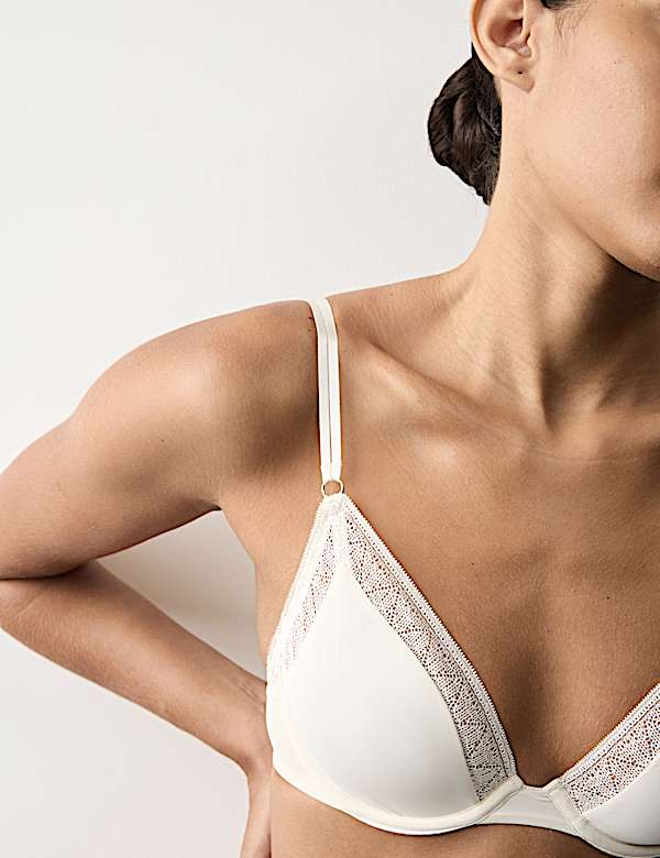 Boston Microfibre Lace Trim Wired PlungeBra Set - VN