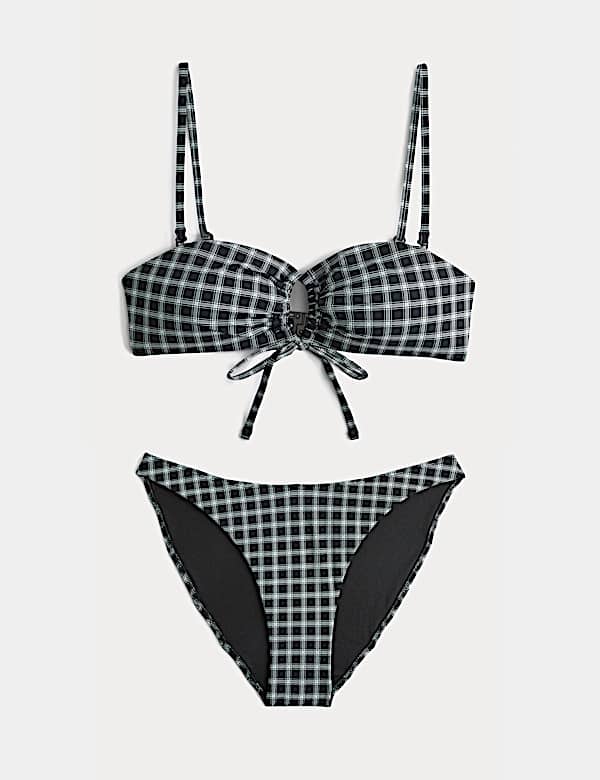 Ensemble maillot de bain bandeau &agrave; carreaux nou&eacute; sur le devant - CH