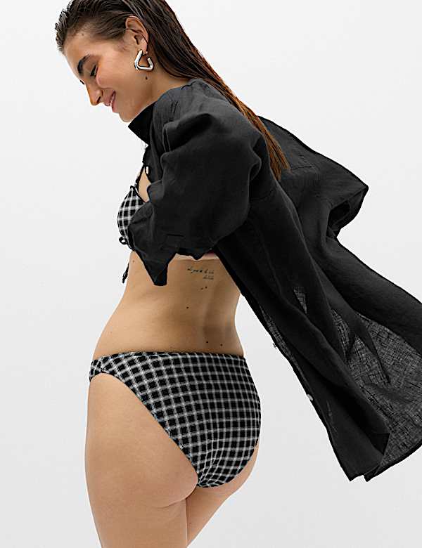 Ensemble maillot de bain bandeau &agrave; carreaux nou&eacute; sur le devant - CH