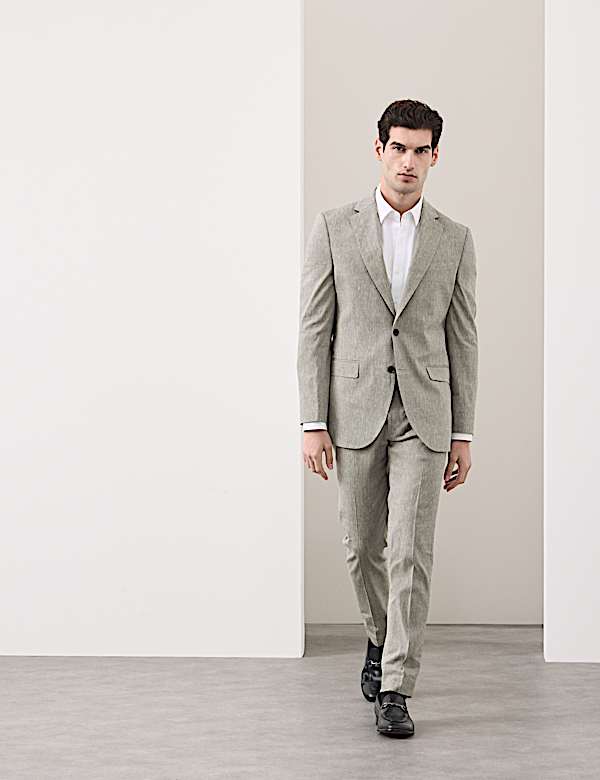 2 Piece Tailored Fit Italian Performance Linen Blend Suit - LU