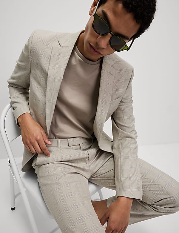 Slim Fit Check Suit  - JE