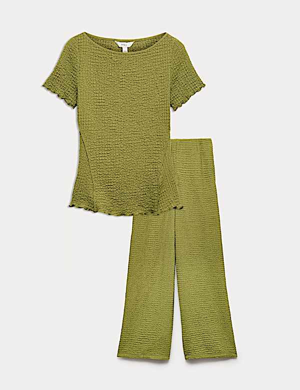 Textured Top & Trouser Set - ID