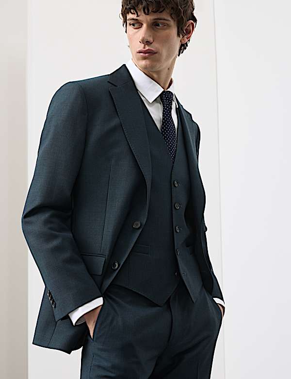 3 Piece Tailored Fit Wool Rich Suit