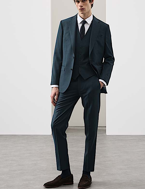 3 Piece Tailored Fit Wool Rich Suit - NL