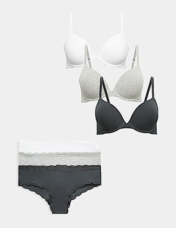 3pk Wired Plunge T-Shirt Bras Set A-E - IS
