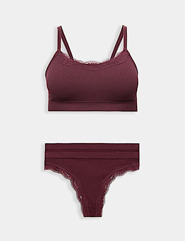 Jasmine Lace Non Wired Seamfree Crop Top Set - CZ