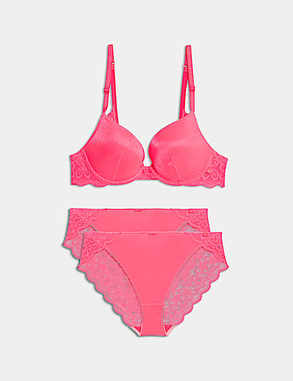 Hanna Glossie Wired Push-Up Plunge Bra Set A-E - JO