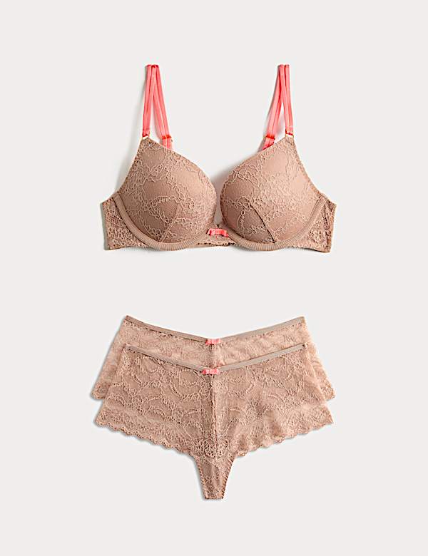 Ida Lace Wired Push-Up Plunge Bra Set A-E - TW