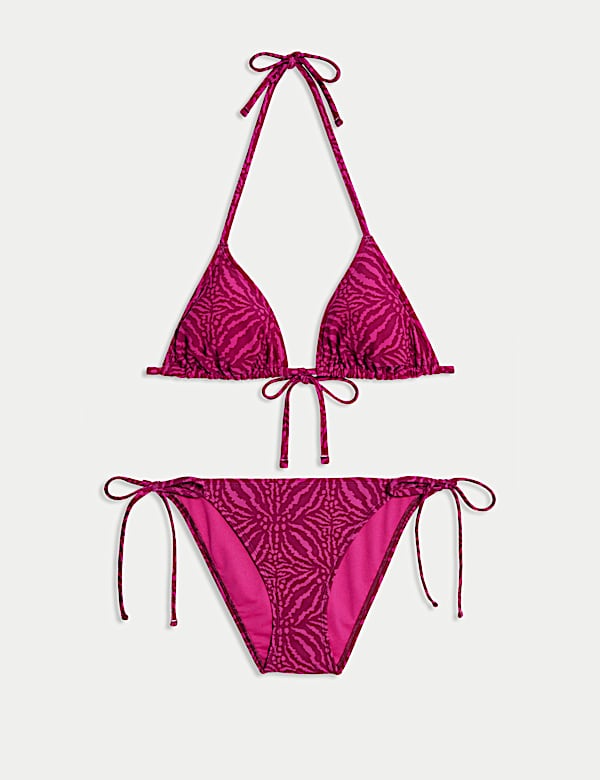 Printed Halterneck Triangle Bikini Set - EE