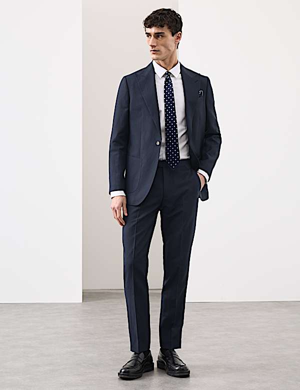 2 Piece Tailored Fit Wool Blend Textured Suit