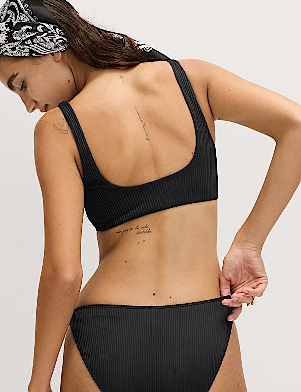 Ribbed Scoop Neck Bikini Set - EE