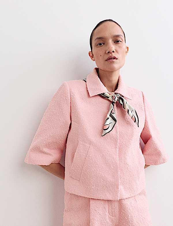 Pure Cotton Textured Trucker Jacket & Trouser Set - BE
