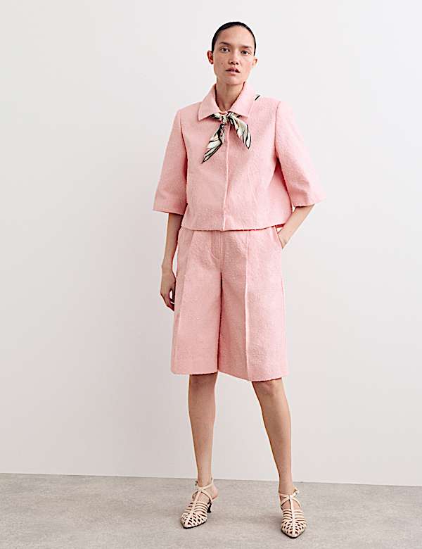 Pure Cotton Textured Trucker Jacket & Trouser Set - BE
