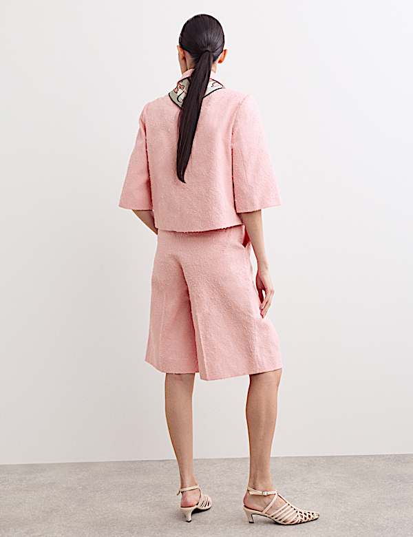 Pure Cotton Textured Trucker Jacket & Trouser Set - BE