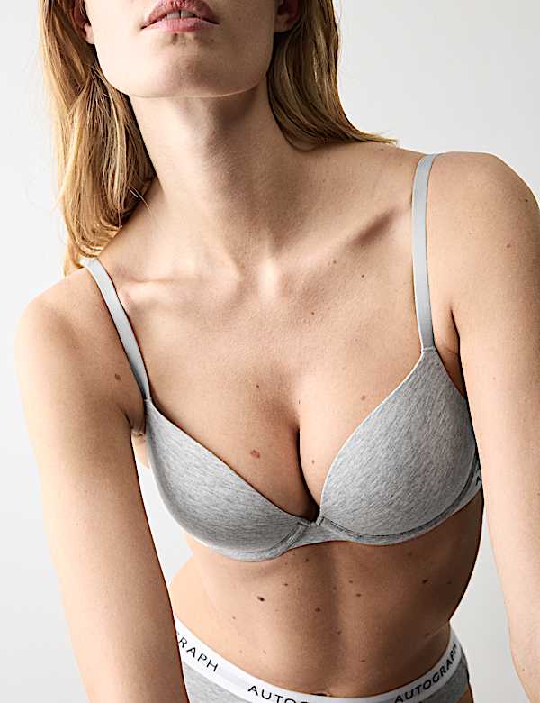 Lille Cotton Rich Wired Push-Up Plunge Bra Set A-E - PT