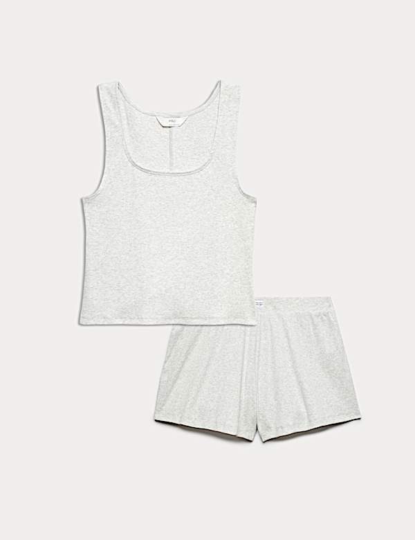 Conjunto de pantal&oacute;n corto y camiseta de pijama de algod&oacute;n acanalado - ES
