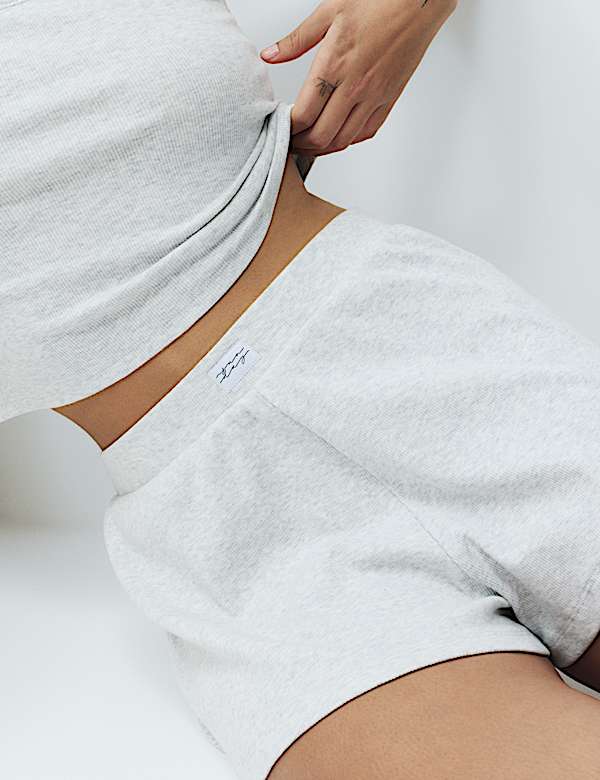 Conjunto de pantal&oacute;n corto y camiseta de pijama de algod&oacute;n acanalado - ES