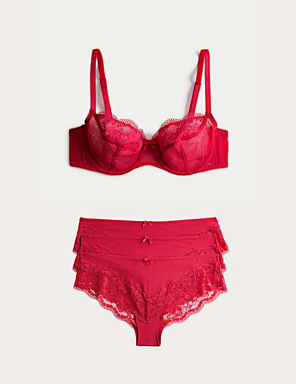 Jasmine Lace Wired Balcony Bra Set A-E - LU