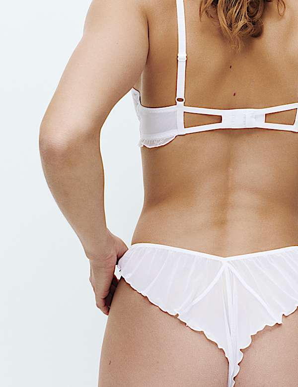 Helena Embroidery Wired Demi Cup Bra Set A-E - TW