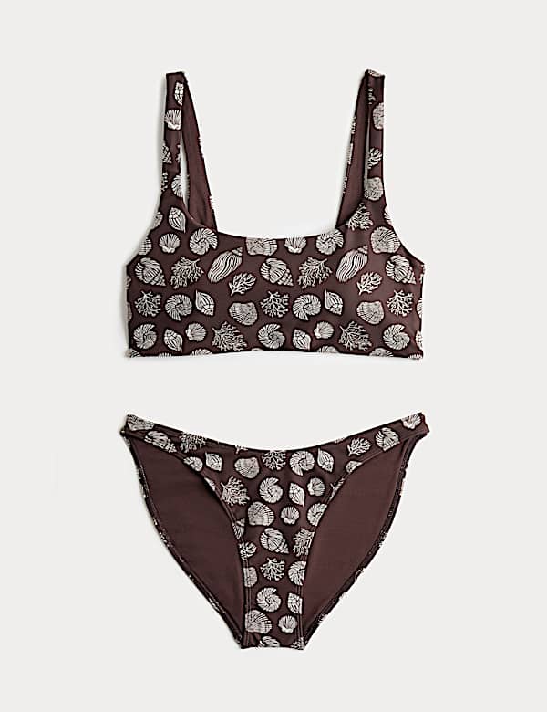 Printed Scoop Neck Bikini Set - FI